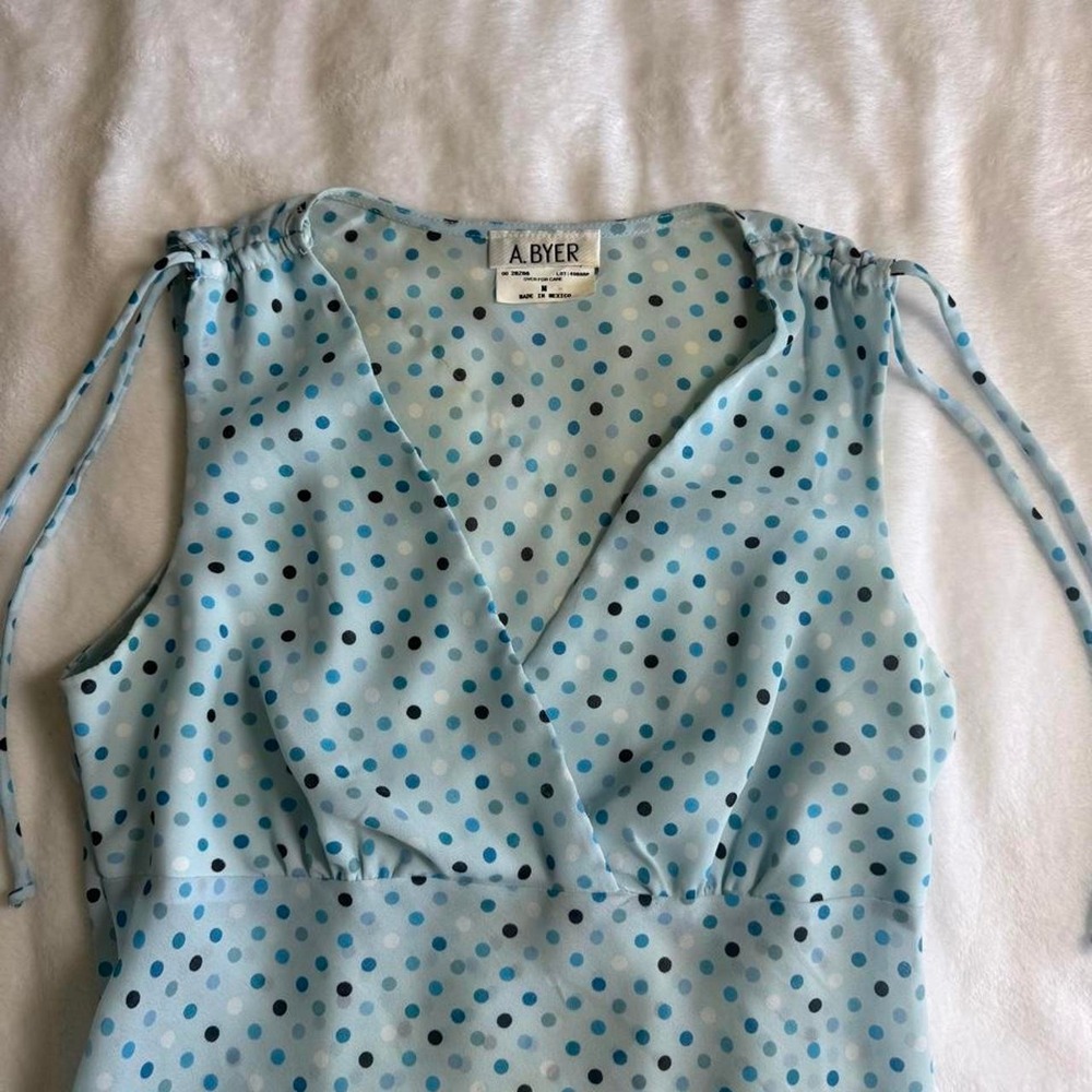 A. Byer blue polkadot side tie babydoll tank top y2k vintage mcbling - Picture 2 of 7
